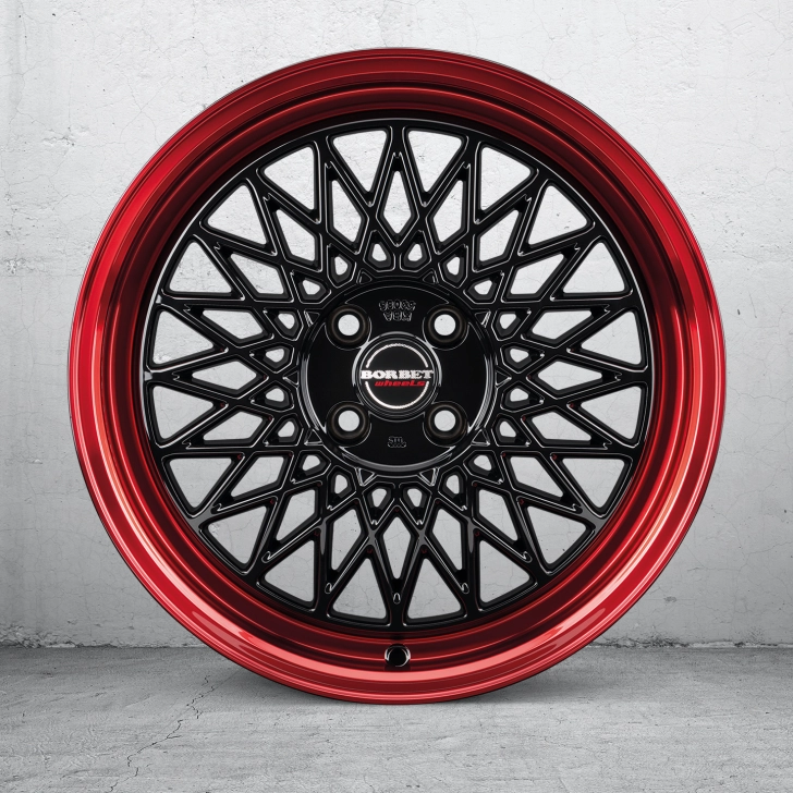 BORBET B- black rim red 4-loch 3