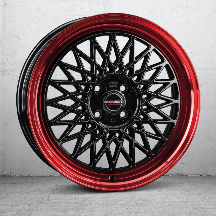 BORBET B- black rim red 4-loch 4