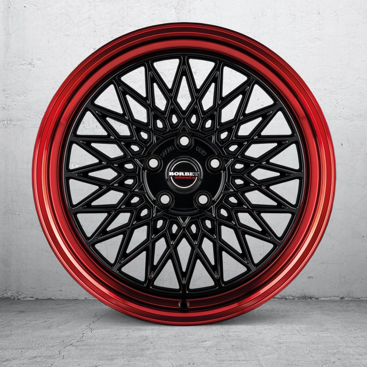 BORBET B- black rim red 5-loch 3