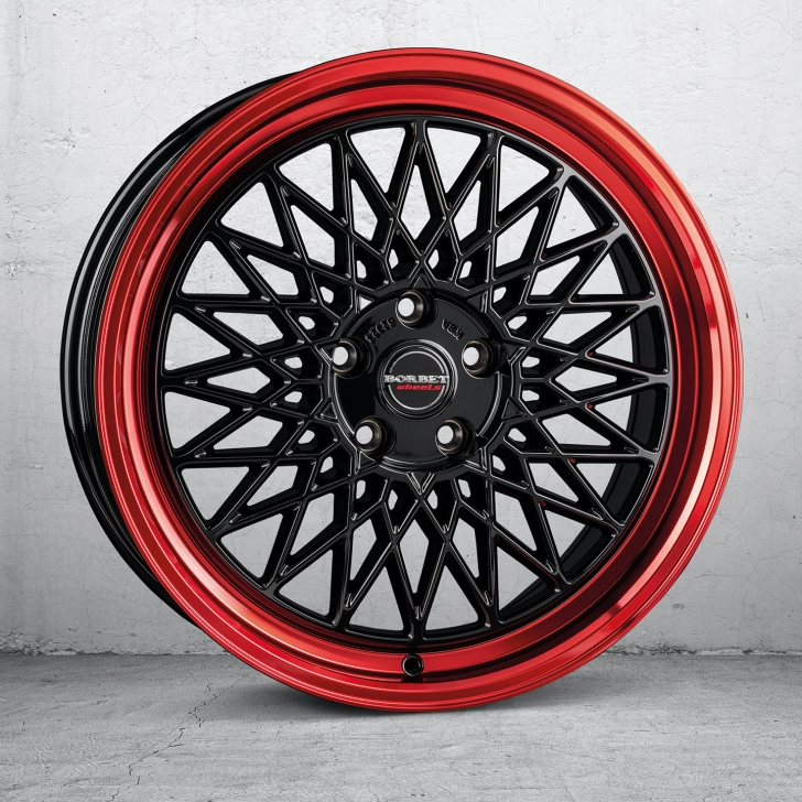 BORBET B- black rim red 5-loch 4