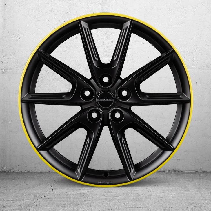BORBET LX18- balck matt rim yellow 3
