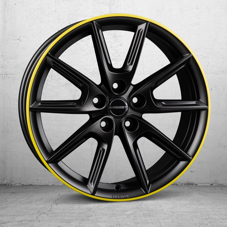 BORBET LX18- balck matt rim yellow 4