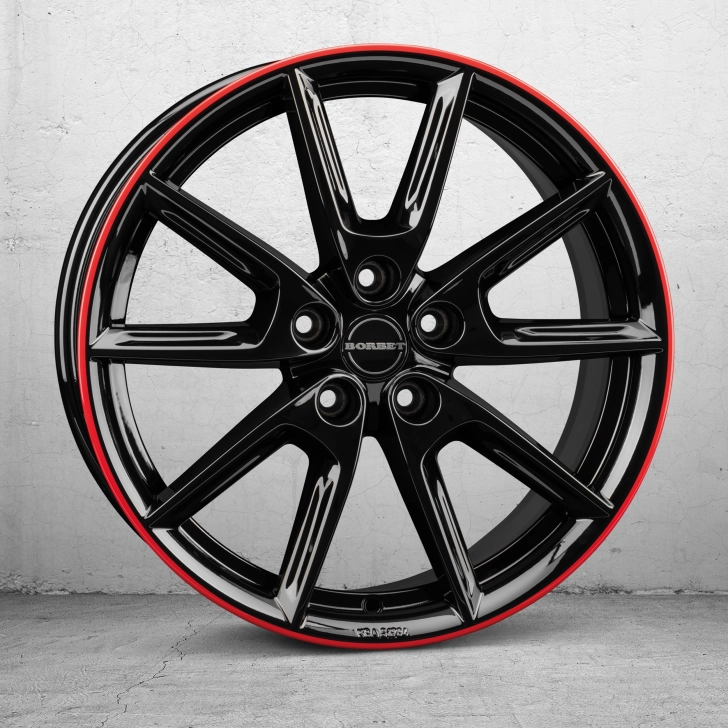 BORBET LX18- black glossy rim red 4