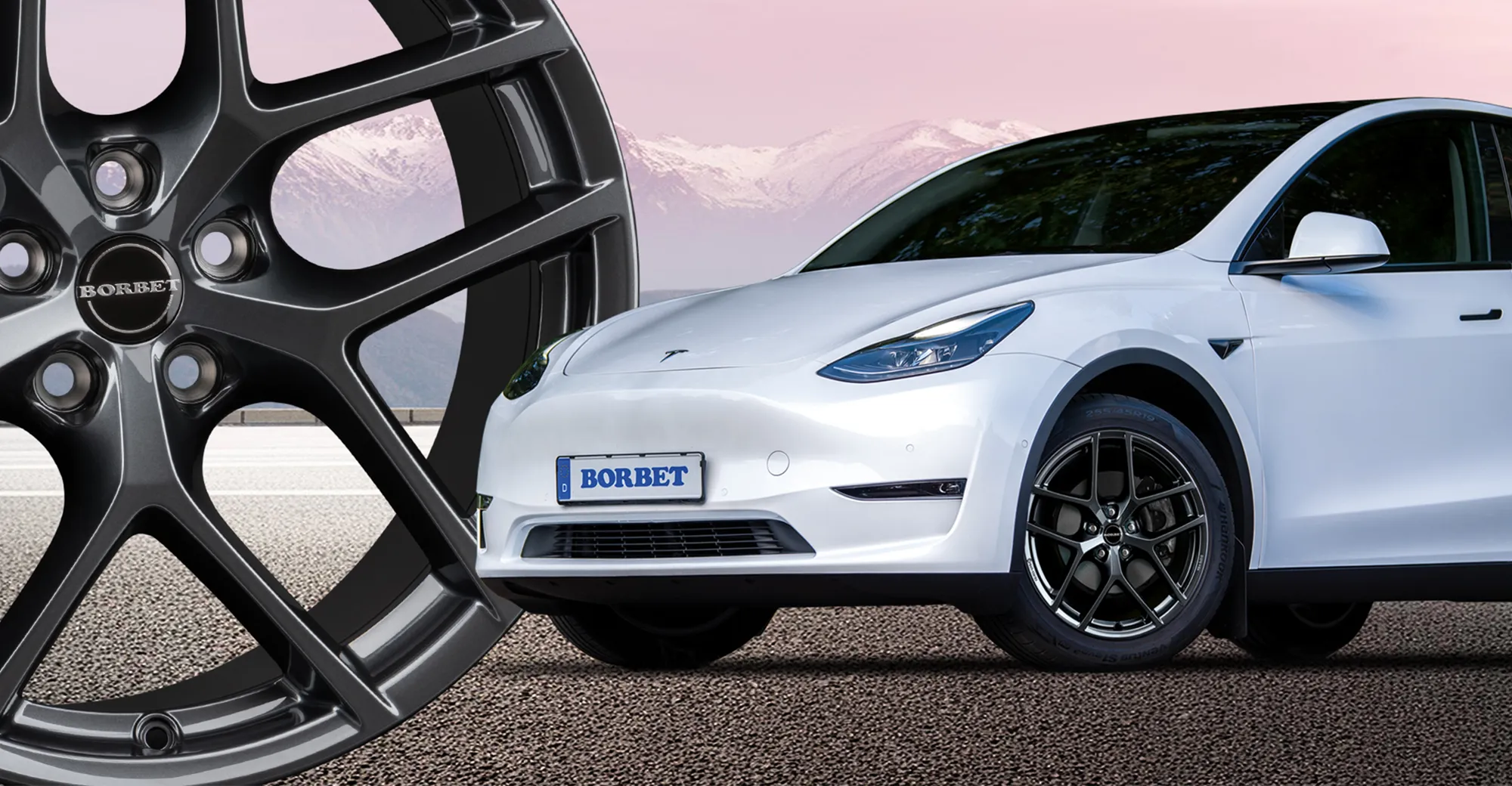 BORBET Y Felge Tesla Y mit Rad 2500x1300
